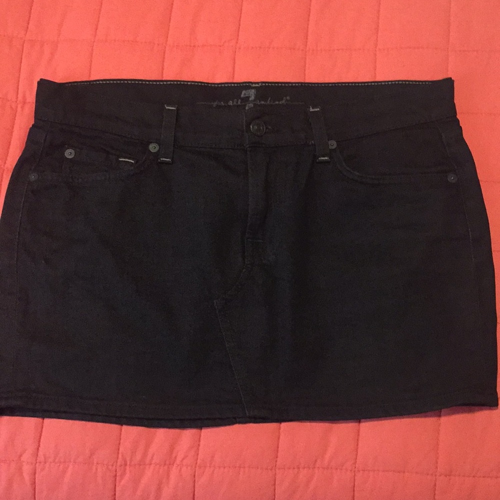 7 For All Mankind Black Denim Mini Skirt Sz 29